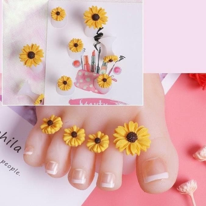 8 Peças Separador de Dedos Silicone Flor Margarida Luxo Pedicure Nail Art Estilo Japonês