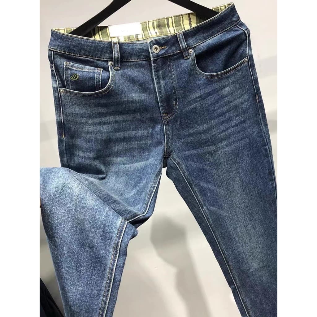 Marca restante pedido H padrão masculino outono inverno Jeans masculino fino ajuste calças magras calças masculinas esti