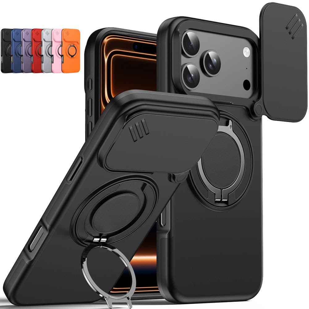 Capa De Câmera Deslizante , Suporte De Anel De Metal Giratório Magnético 360 , Telefone À Prova De Choque De Proteção Rí