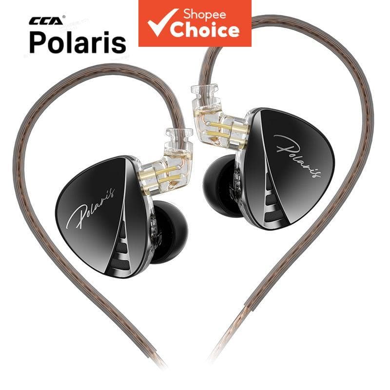 Fones de Ouvido Intra-Auriculares CCA Polaris IEM, Fones de Ouvido com Fio com Dois Drivers Dinâmicos, 4 Ajustes de