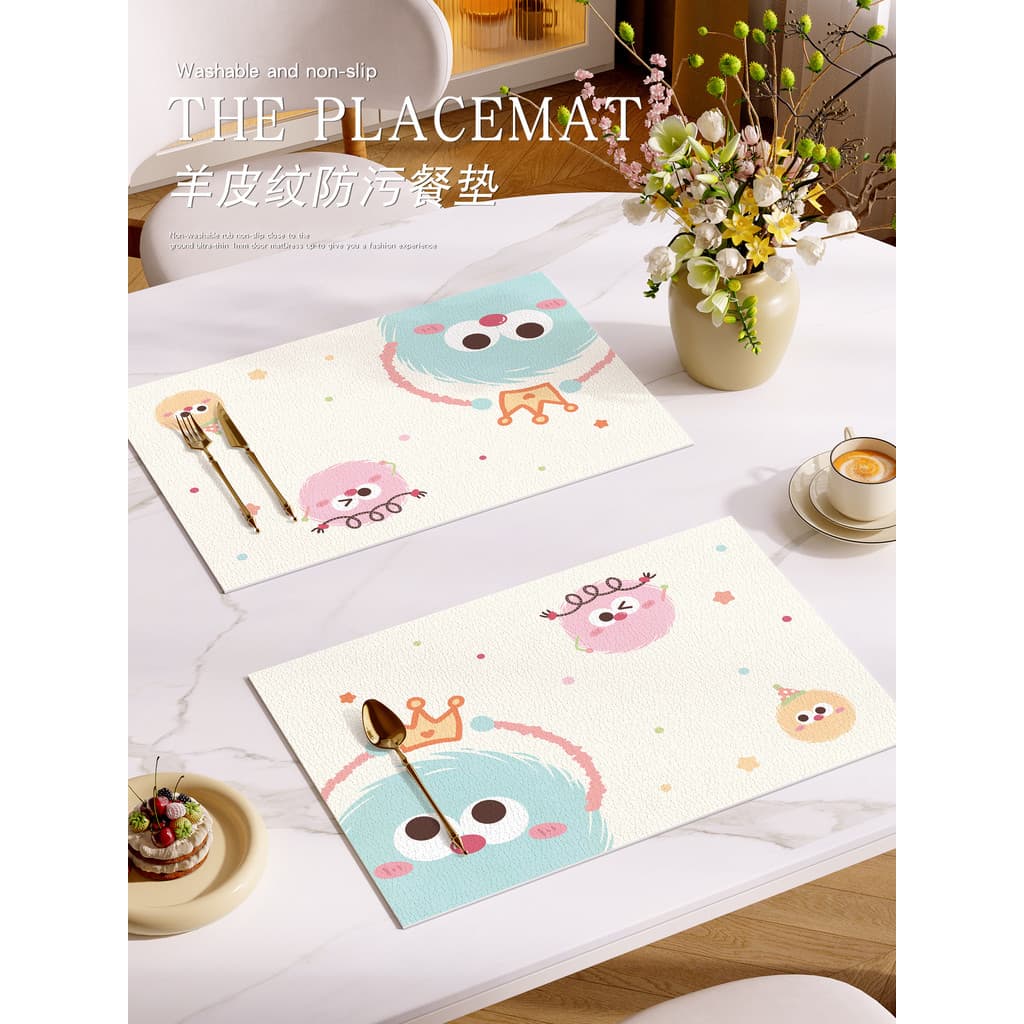 Coroa briquetes placemats crianças dedicados tapetes de mesa almoço panos à prova dwaterproof água durável comer bonito
