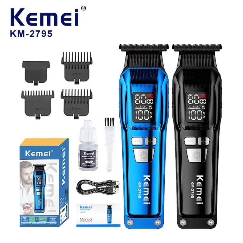 Maquina De Acabamento Profissional 8w com Display LCD Recarregável Kemei Km-2795
