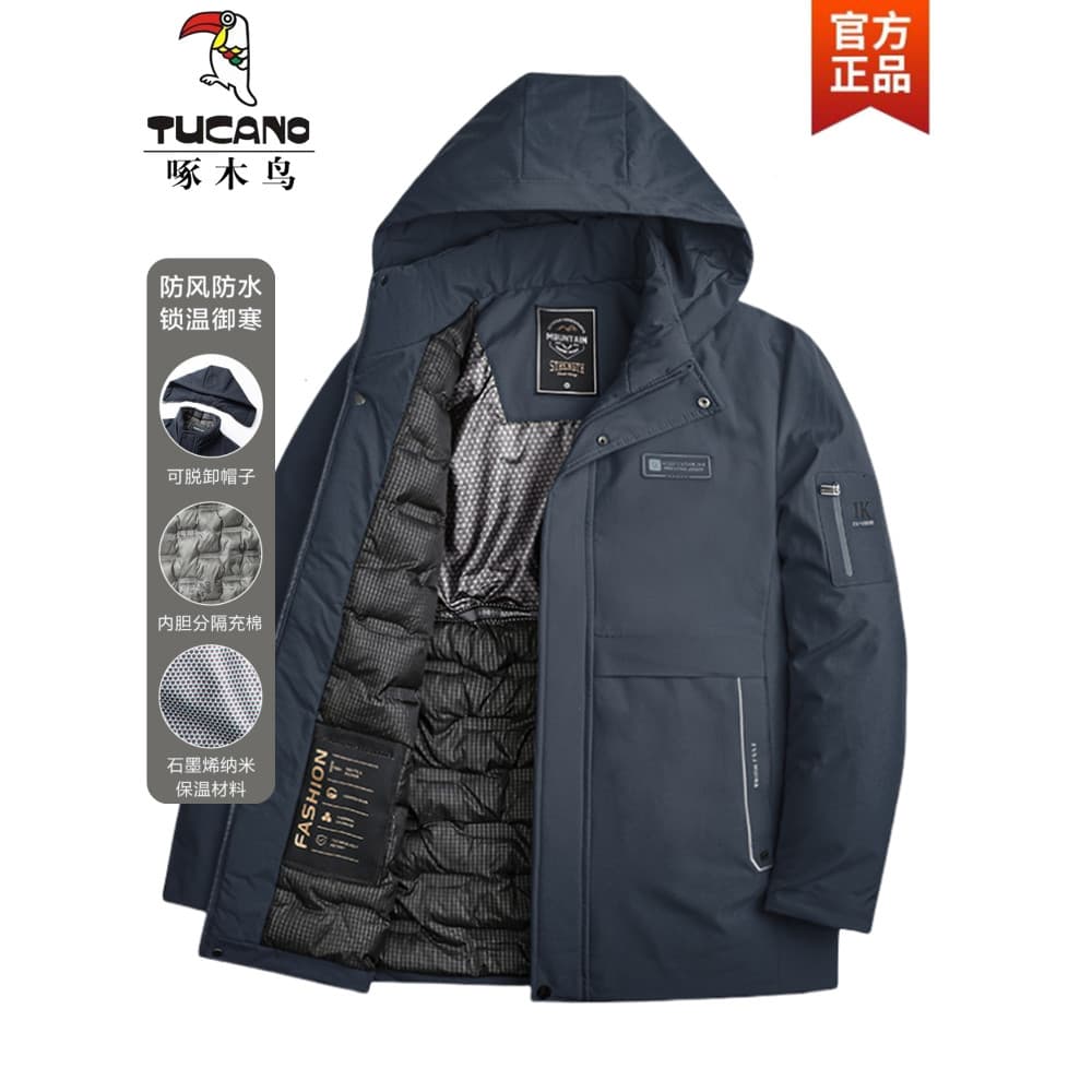 Woodpecker inverno quente acolchoado jaqueta masculina de meia-idade engrossado acolchoado à prova de frio jaqueta acolc