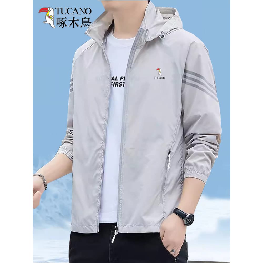 Woodpecker gelo seda protetor solar roupas masculinas verão ao ar livre respirável leve roupas de pele de secagem rápida