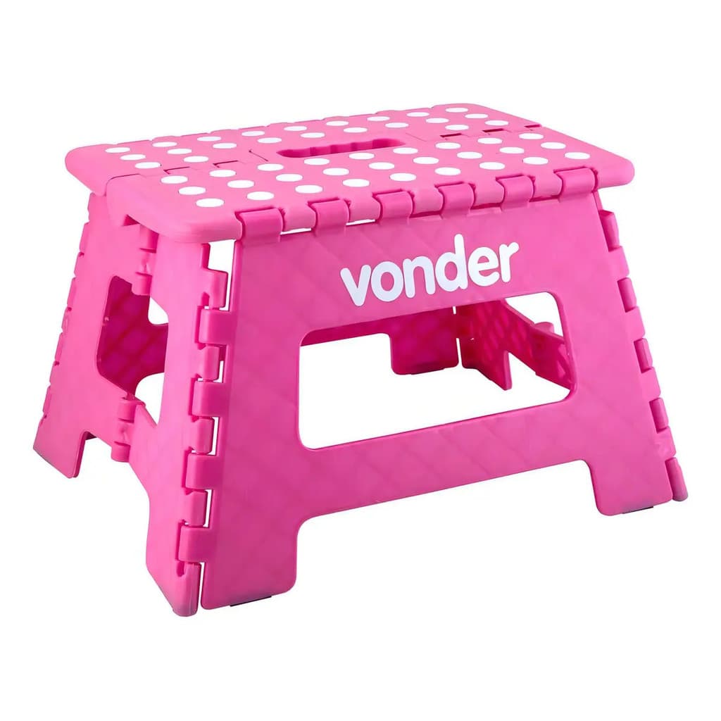 Banco Plástico Dobrável Rosa 22cm Manicure Camping Vonder
