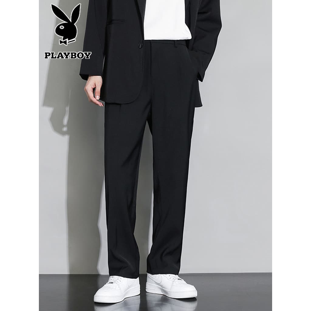 Playboy terno calças masculinas primavera outono Drape calças pequenas calças casuais High-End solto calças retas