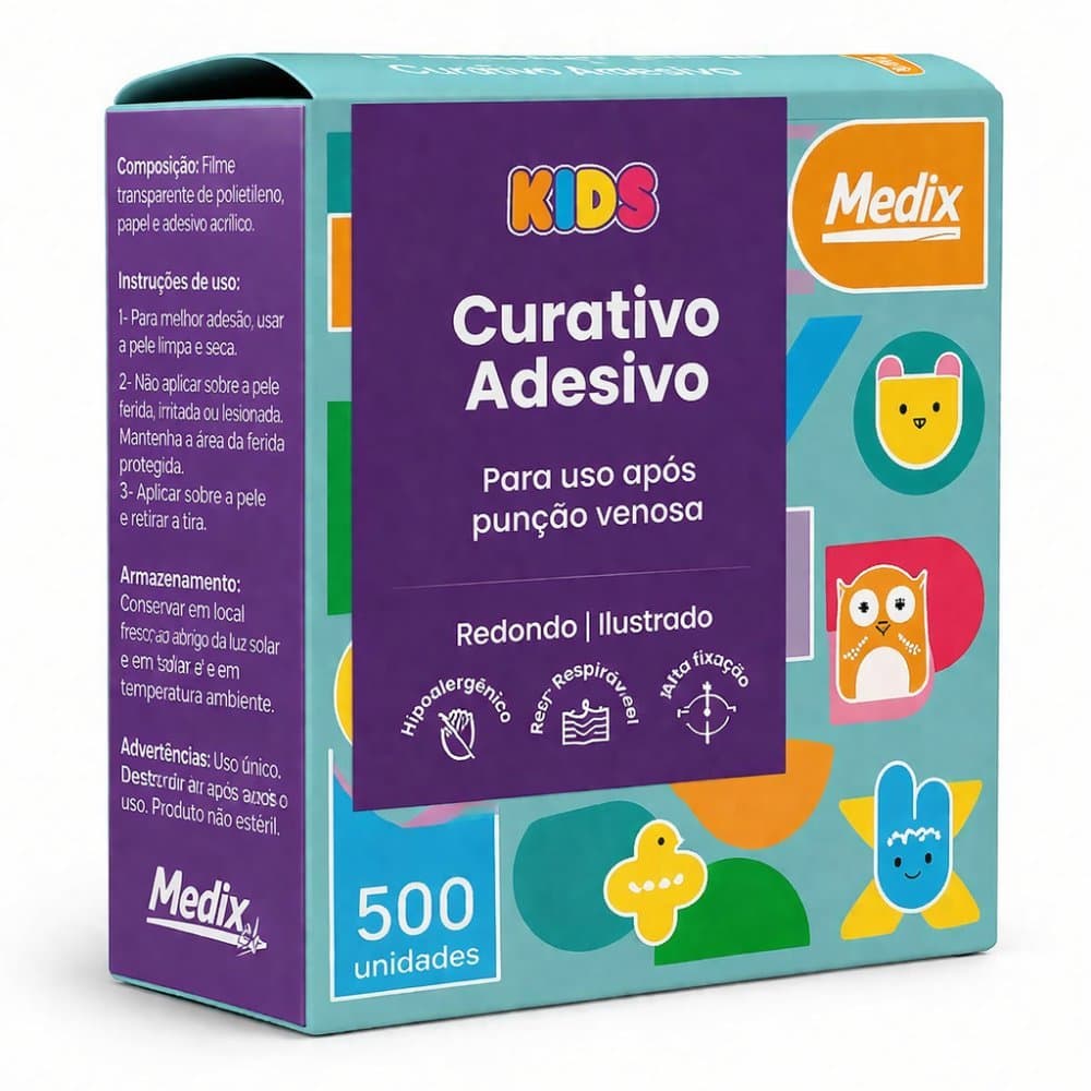 CURATIVO REDONDO STOPPER KIDS ADESIVO REDONDO C/500 UN - MEDIX