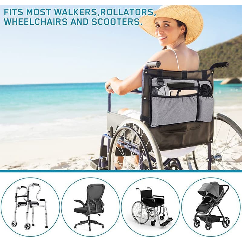 Bolsa de armazenamento portátil para pacientes idosos, grande capacidade, tecido Oxford, cadeira de rodas, bolsa suspens