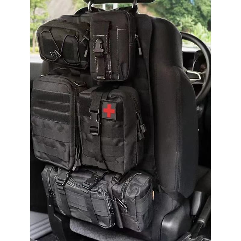 Molle pendurado saco conjunto tático assento de carro conjunto de seis peças saco de armazenamento traseiro encosto asse