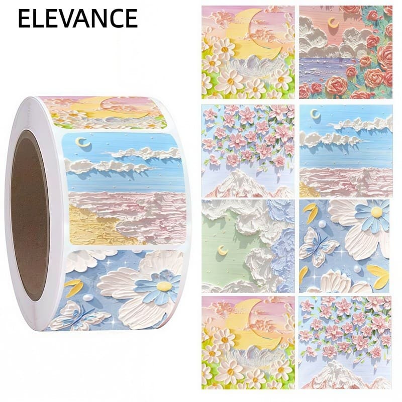 500 folhas estilo pintura a óleo adesivos ins nicho High-End simples fresco cura caderno manual adesivos decorativos