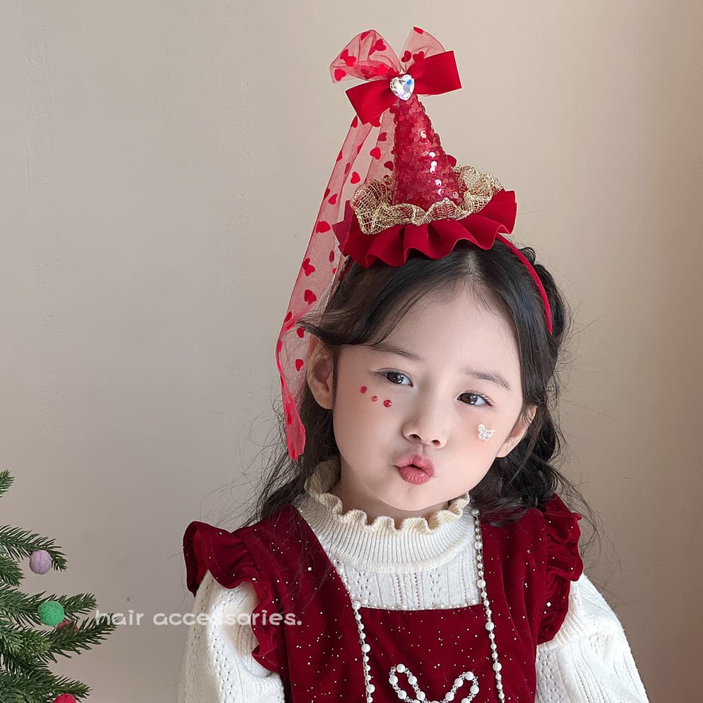 Crianças ano novo acessórios para o cabelo princesa bonito coroa vermelha chapéu bandana menina festa de aniversário do