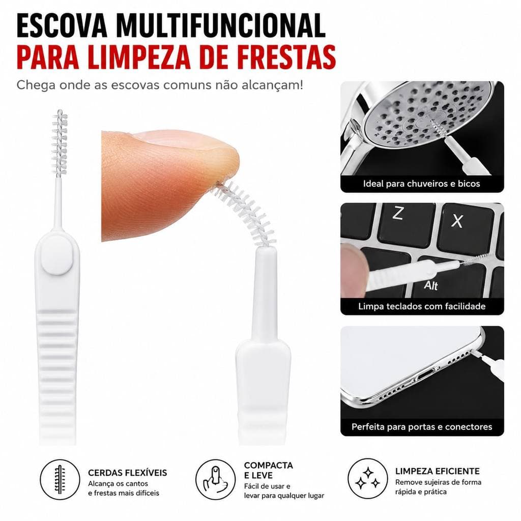 Kit Escova de Limpeza Multifuncional para Chuveiro Celular e Frestas 10 20 30 Unidades