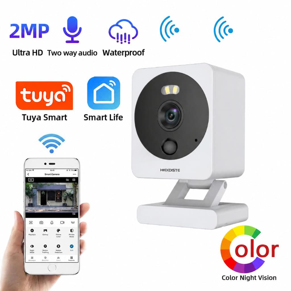 Mini Camera IP Wifi Externa Sem Fio Prova Dagua 2K Holofote Alarme Sirene Monitor Bebe Baba Eletronica