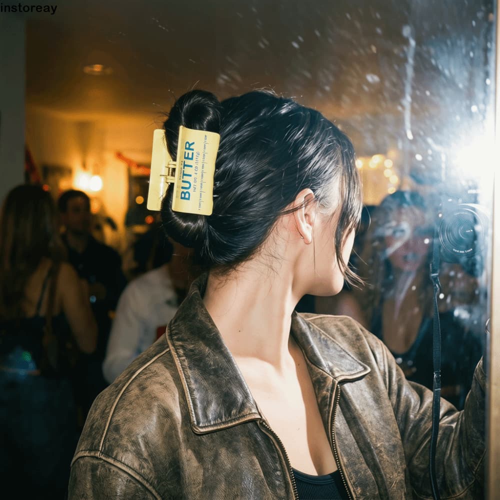 Clipe De Tubarão Manteiga INSTOREAY , Garra De Cabelo Acrílica Antiderrapante Com Design Quadrado , Prendedor De Comida