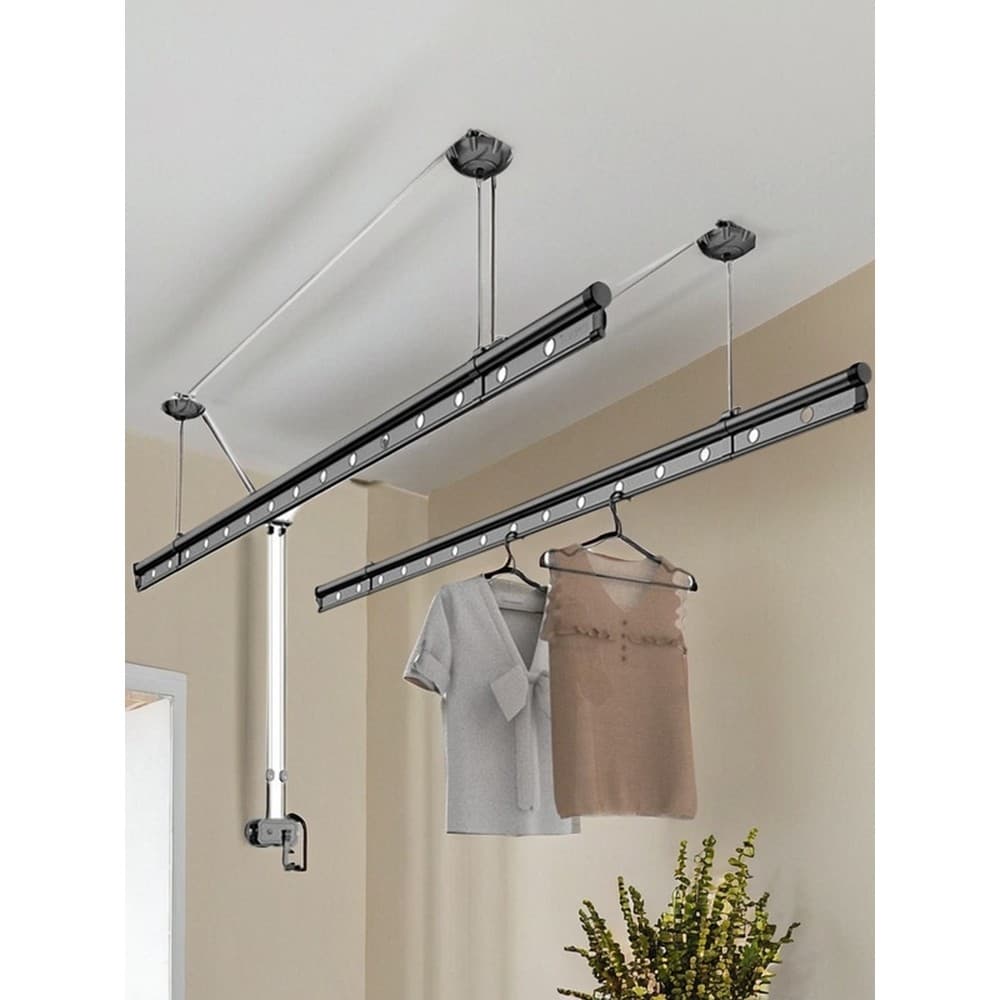 Lady Jingui Rack de secagem Manual com manivela, haste de elevação para roupas, varanda, haste dupla, interior, casa, co