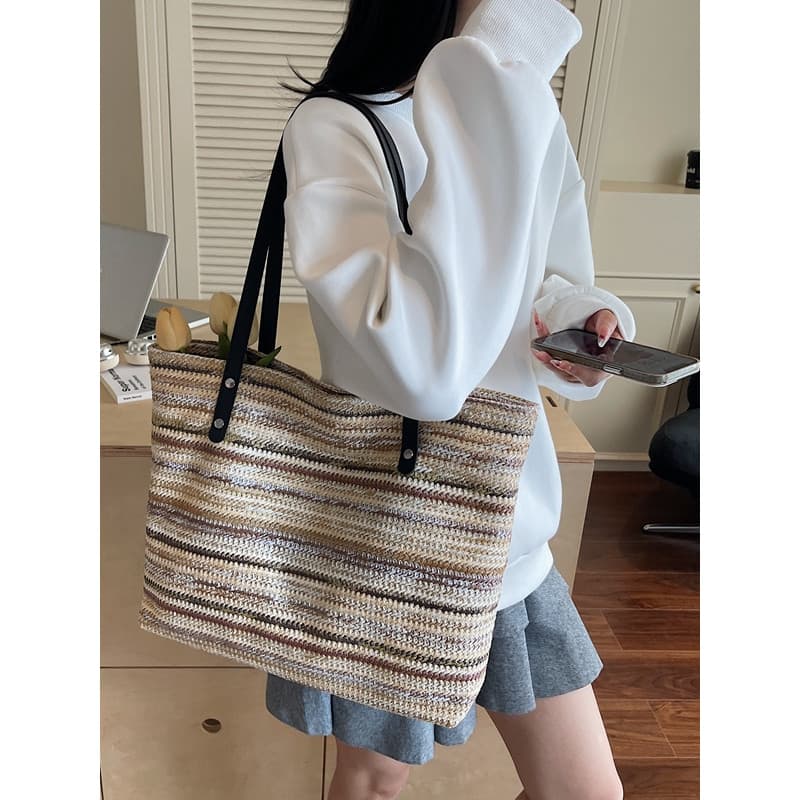 2026 novo estilo de grande capacidade moda tecido saco na moda axilas saco textura Casual férias senhoras um @-