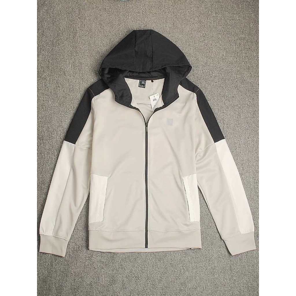 Única primavera contraste cor de secagem rápida manga comprida jaqueta com capuz moletom masculino Plus Size zíper Cardi