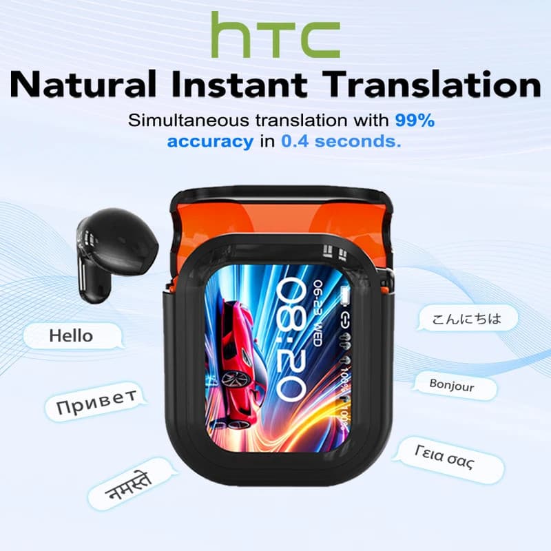 Tradutor HTC NE20 Novo Bluetooth 6.0 Fones De Ouvido Sem Fio Tradução IPX4 Classificação À Prova D'água Bateria De Longa