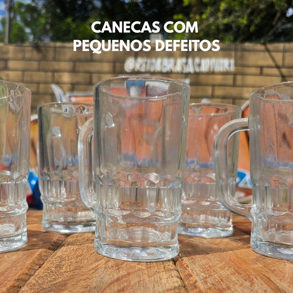 Jogo 6 Canecas De Vidro Grosso Resistente 360ml Premium Chopp Cerveja Presente pequenos defeitos