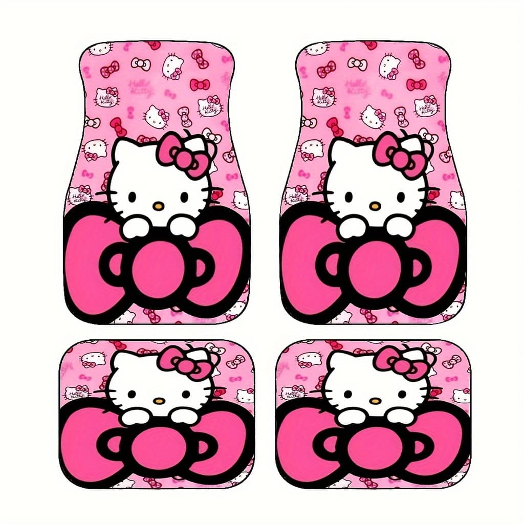 Conjunto de almofadas para pés de carro Sanrio Hello Kitty (4 peças) - Forro de fibra durável e resistente, adequado par