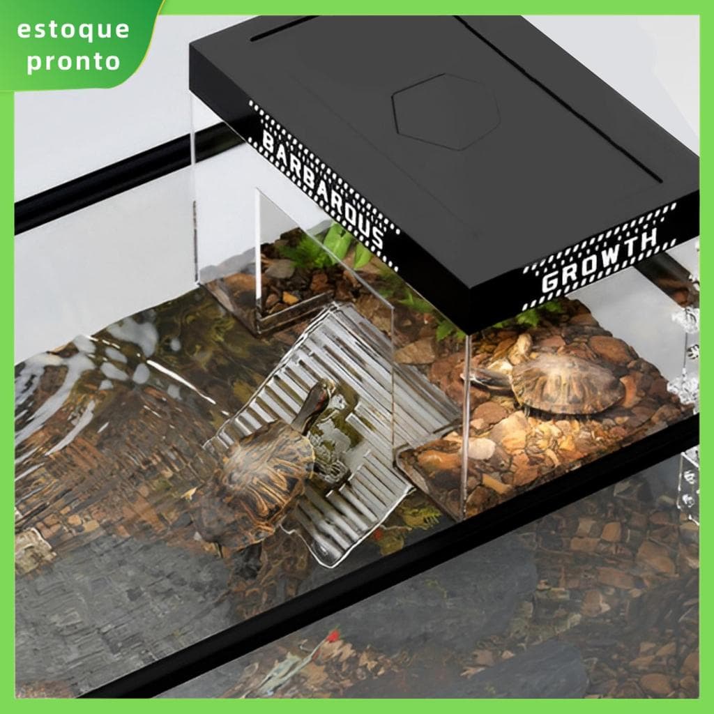 Plataforma De Frade De Tartaruga PC 20x14x14cm Para Tartarugas Aquáticas Com Tampa E Rampa Antiderrapante SHOPSKC2127