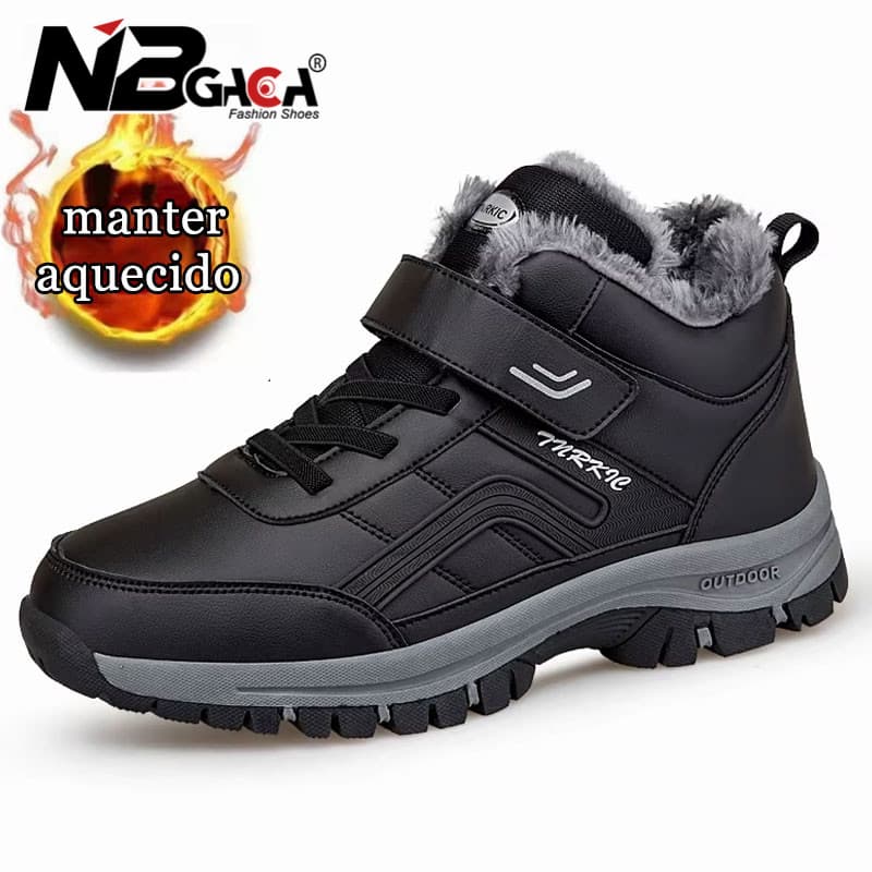 Botas De Inverno Para Homens Novas À Prova Dwaterproof Água Couro Do Plutônio Quente Neve Tornozelo Sapatos De Algodão A