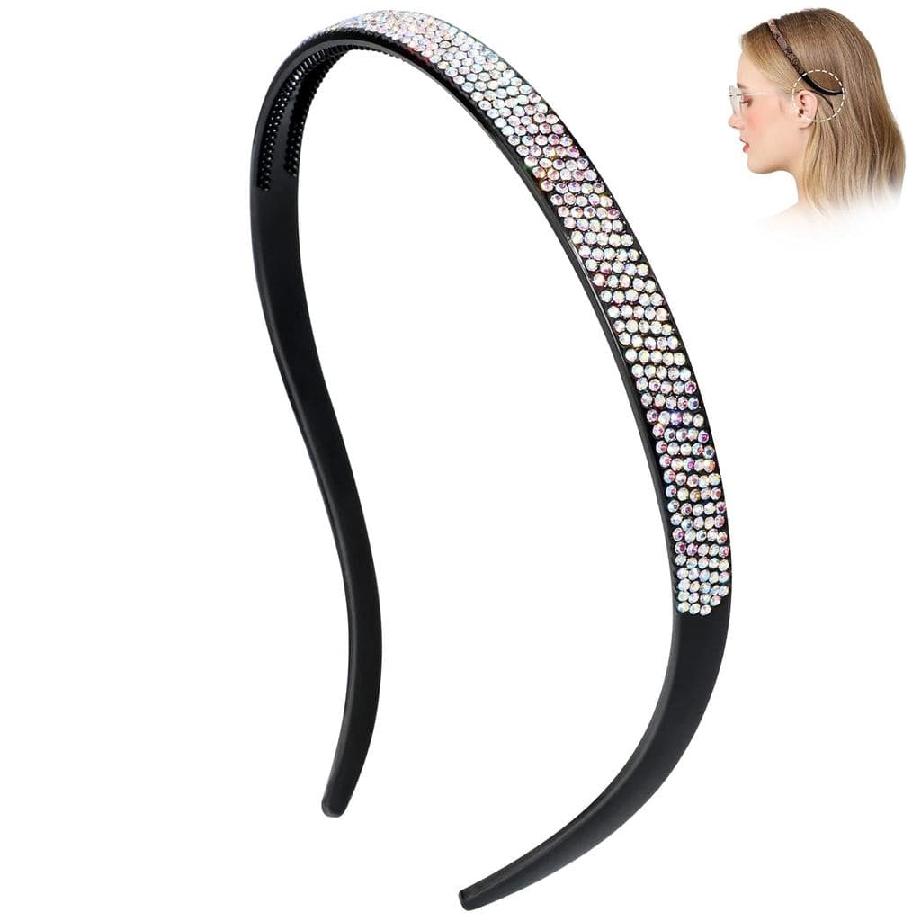 Faixas de Cabelo Projetadas para Óculos - Faixas de Cabelo Brilhantes com Diamantes, Confortáveis e Antiderrapantes para