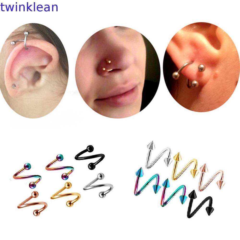 TWINKLEAN Helix Tragus Piercing Hip Pop 2 Unidades/Conjunto Aço Inoxidável Meninas Mulheres Brinco De Cartilagem