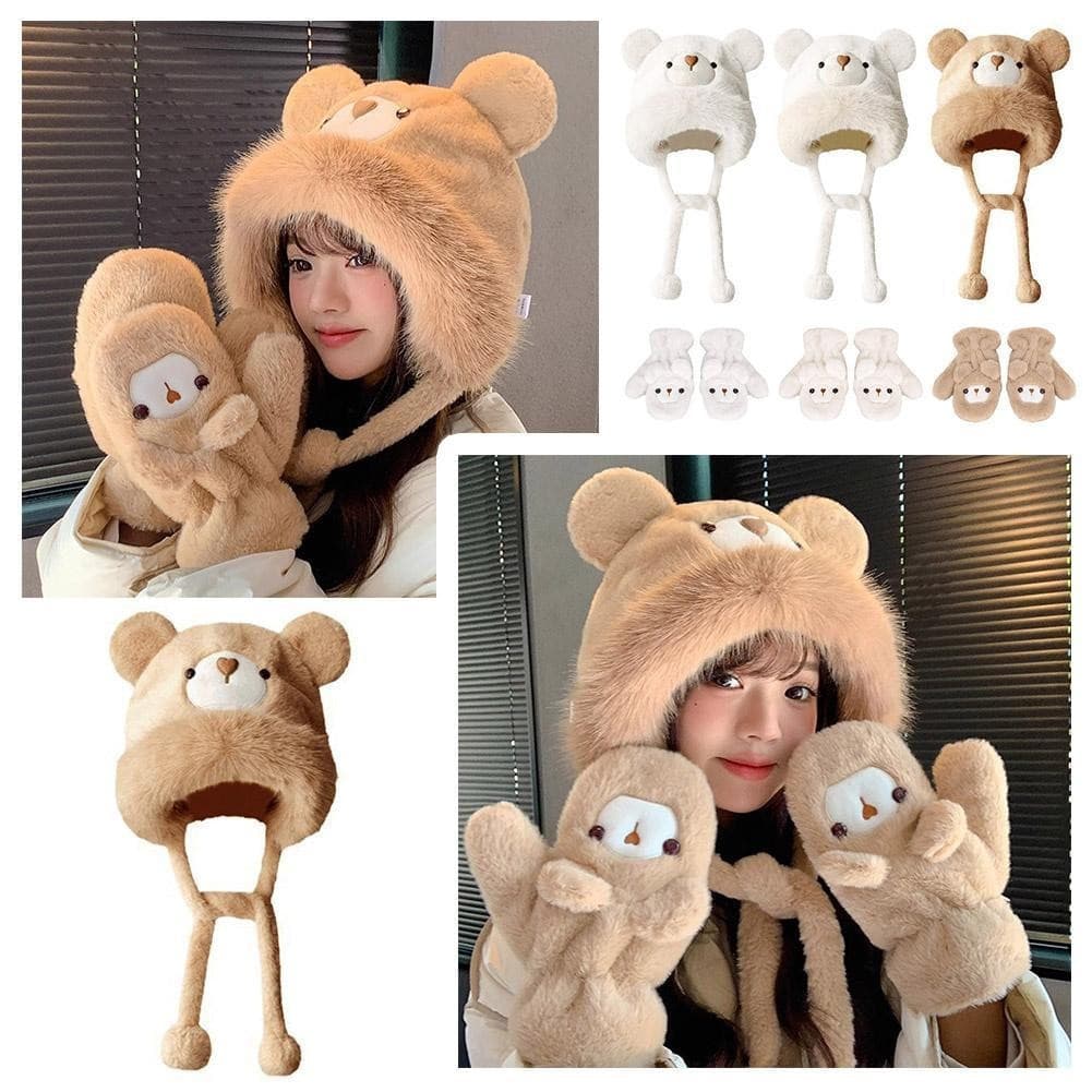 Chapéu De Inverno Macio Pelúcia Orelha Abas Cabeça De Urso Bonito Ano/Presente Dos Namorados Dia Novas Orelhas O0g7