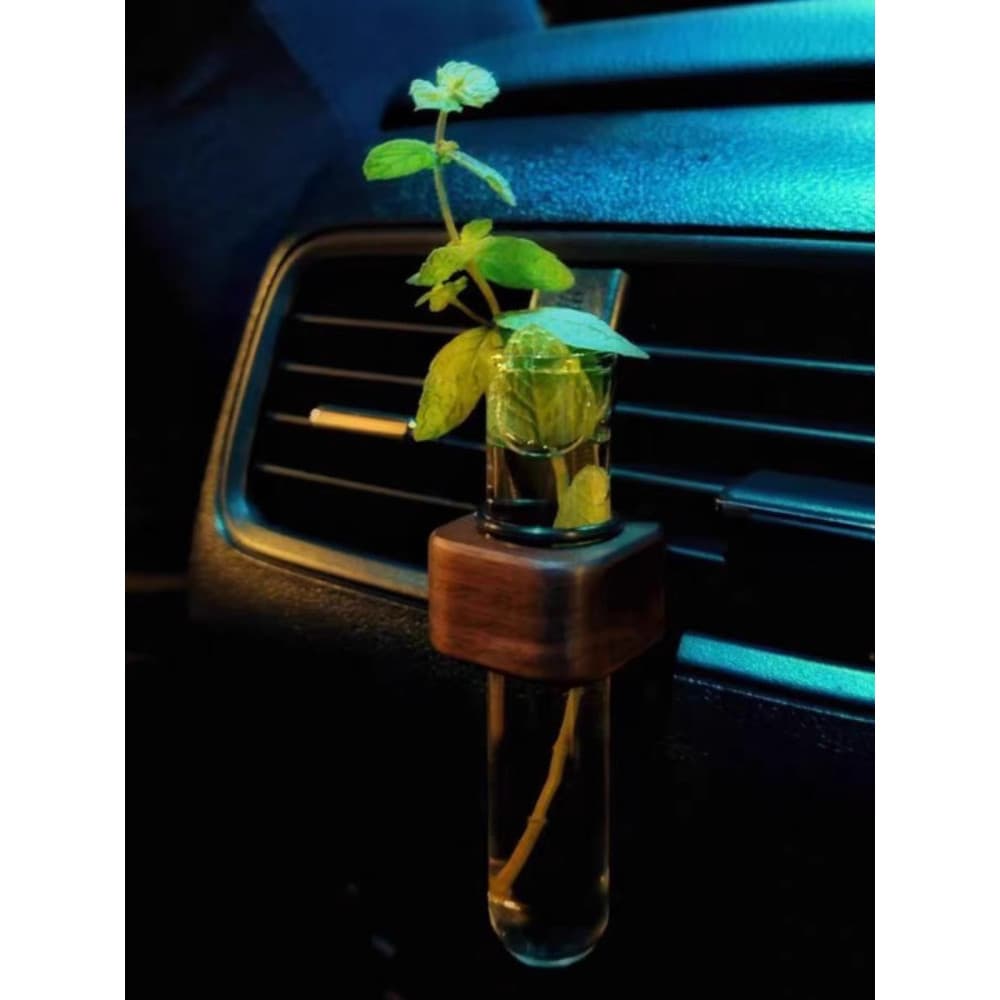 Simples nogueira preta carro aromaterapia tubo de ensaio hidropônico arranjo flor planta Interior do carro vaso ar condi