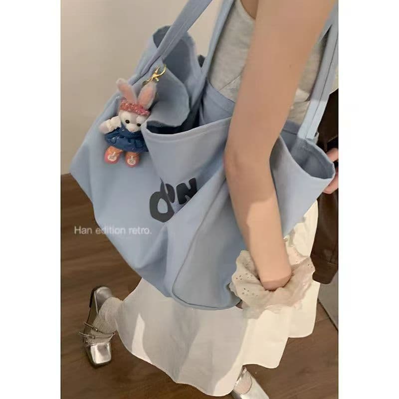 Bolsa de lona menina estudante classe Commuter bolsa de ombro All-Match sacola grande capacidade passeio portátil saco d