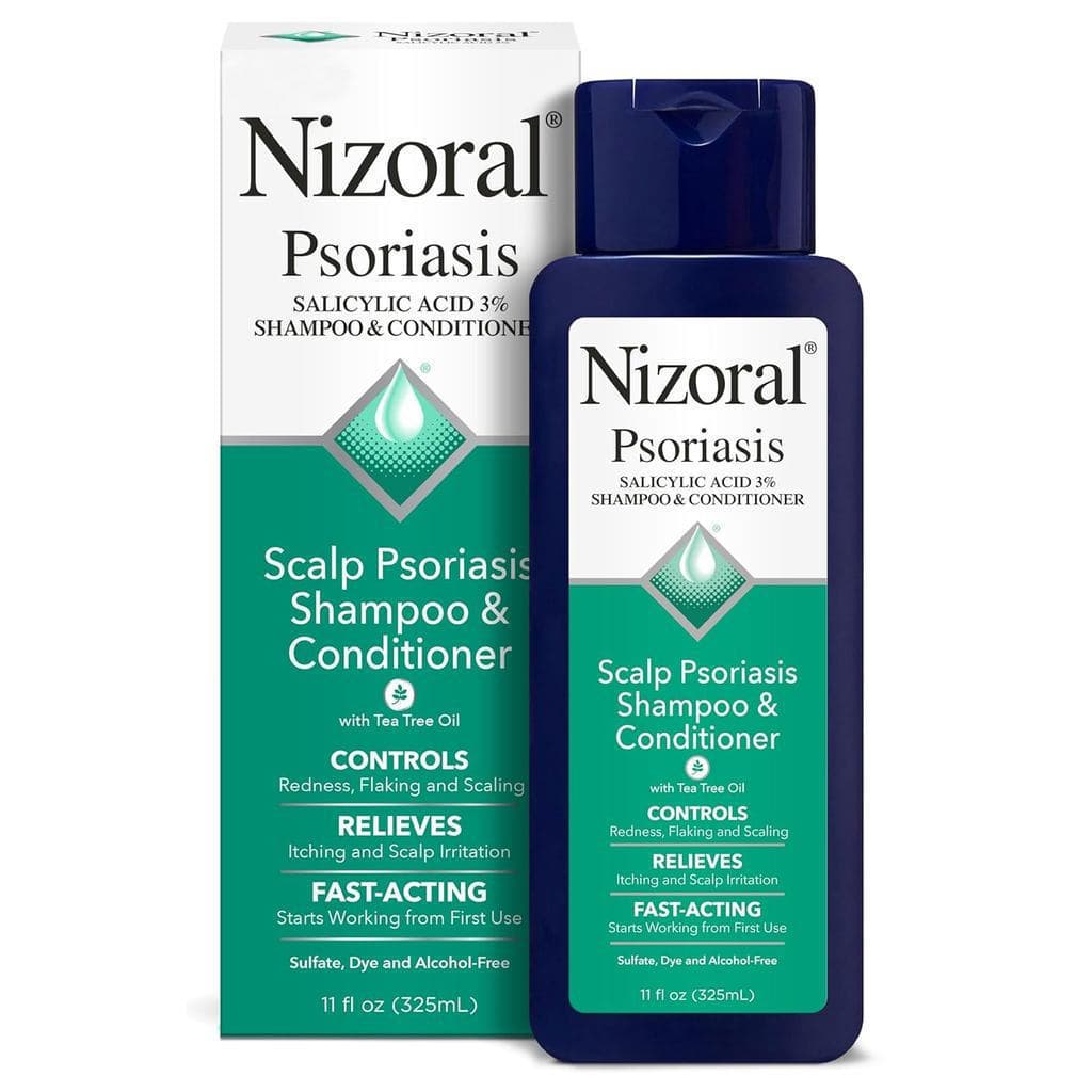 Shampoo e Condicionador Nizoral para Psoríase, 11 onças, cuidado suave para o couro cabeludo, alivia a coceira e a caspa