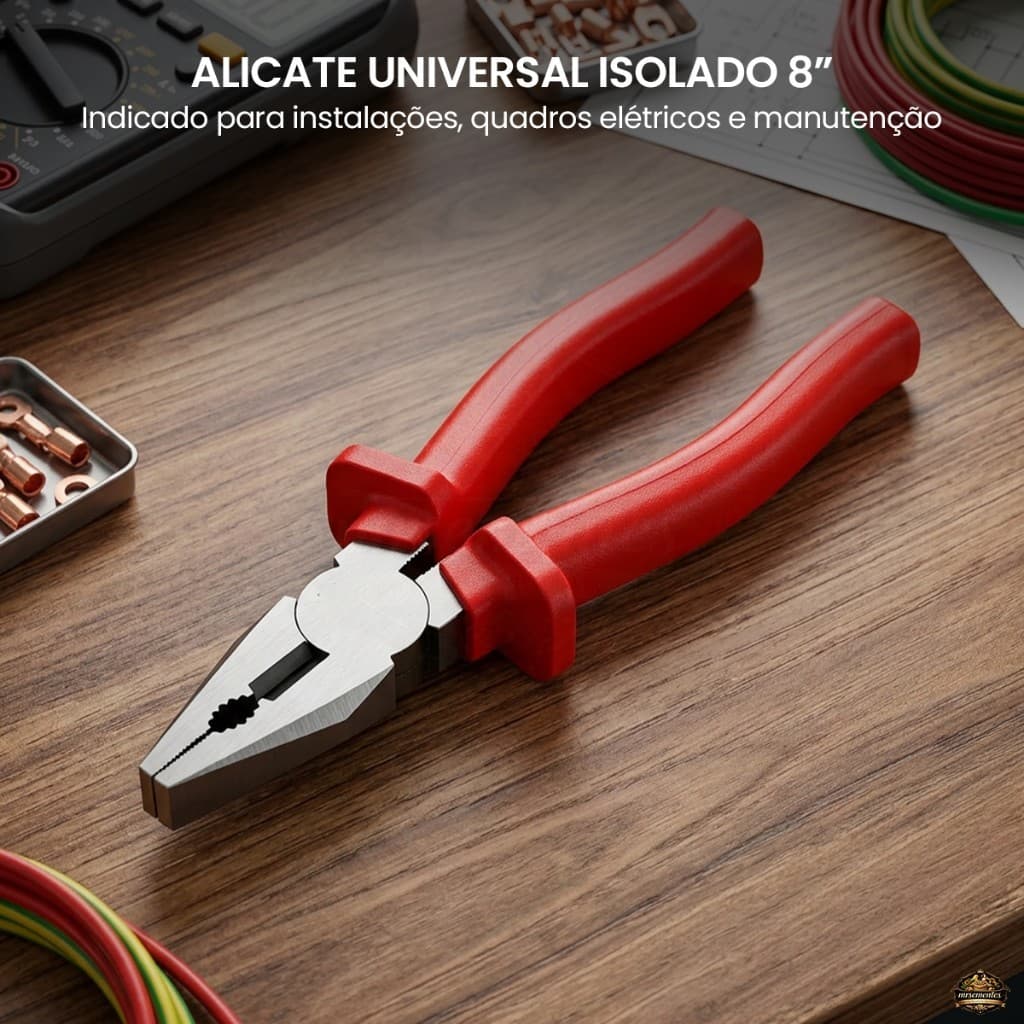 Alicate Universal Isolado 8 Polegadas Aço Carbono Cabo PP Para Eletricista Uso Profissional