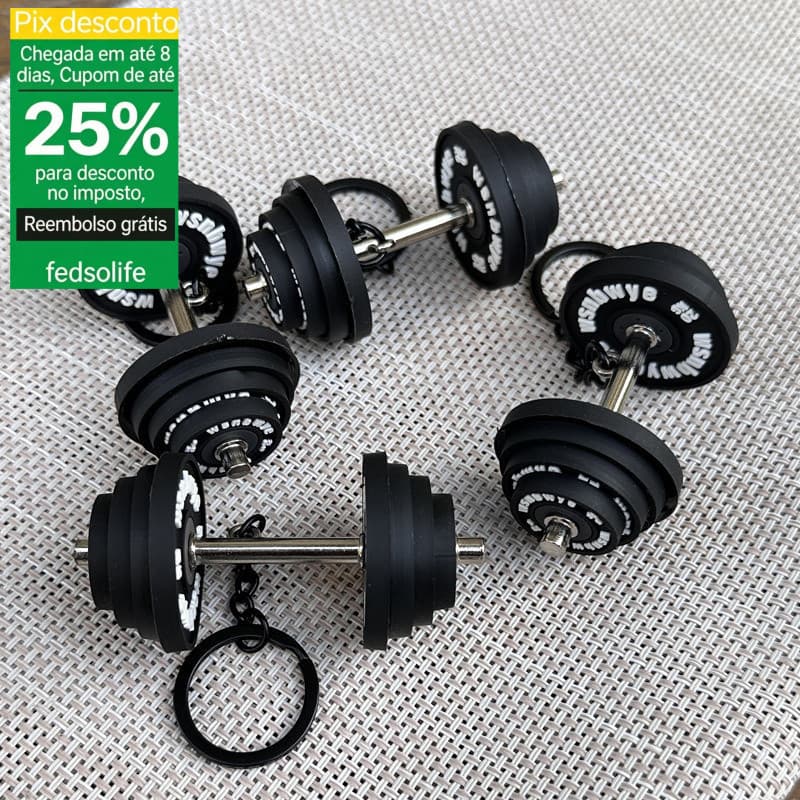 [Fedsolife Dia dos Pais] Presente Chaveiro PVC Esportes Mini Haltere Preto Modelo Pingente Chaveiro Fitness