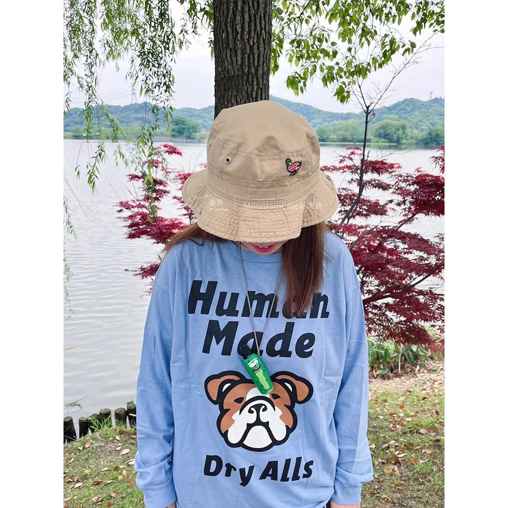 Chapéu balde HM feito humano Pato bordado cáqui balde chapéu japonês ao ar livre