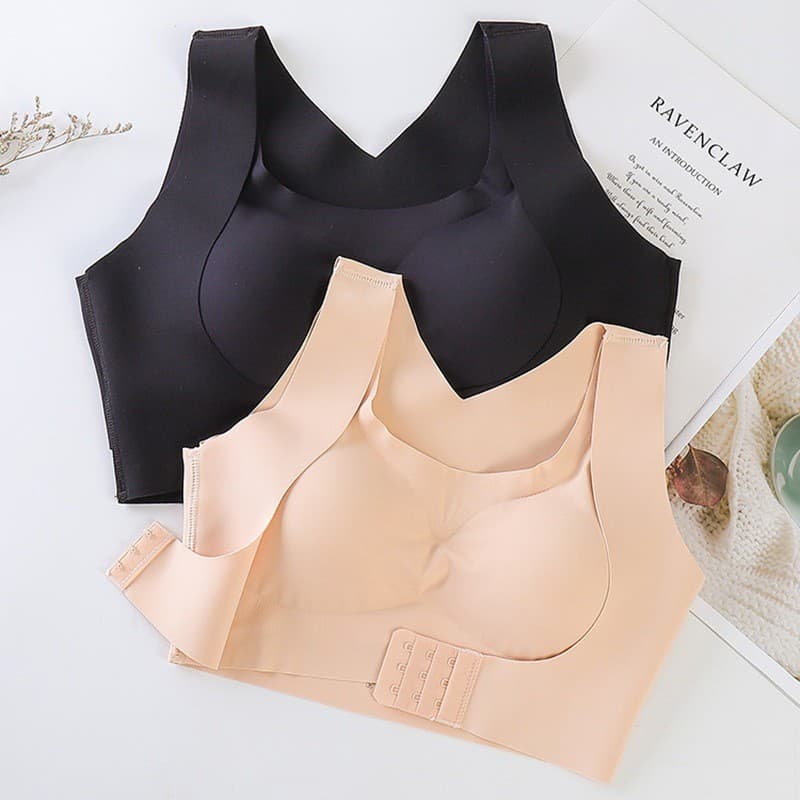 Suporte Traseiro Sem Fio Push-Up Bralette Seda Gelo Costura Sutiã Feminino Frente Gancho Bonito Volta