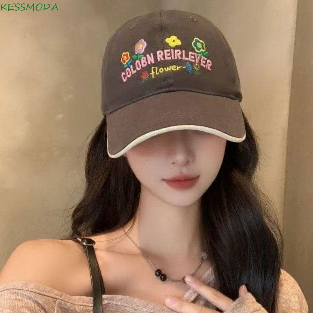 Chapéu De Sol Kesselmanmoda , Boné De Beisebol Com Flores Bordadas Letras Em Cores Doces Macio Beirais Largos