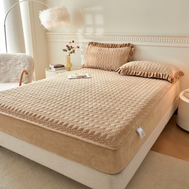 W inverno velo Extra grosso lençol de cama única peça leite Coral velo capa estilo lençol inverno colchão capa Simmons c