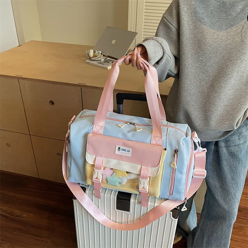 Bolsa de viagem de curta distância de grande capacidade feminina leve bolsa de bagagem de viagem de negócios bolsa de om