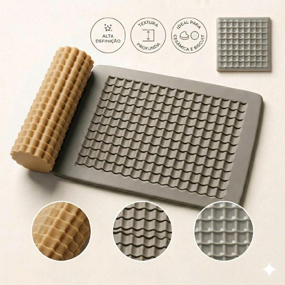 Rolo de Textura para Cerâmica Argila Biscuit Artesanato Cerâmica Fria Telhas Telhado