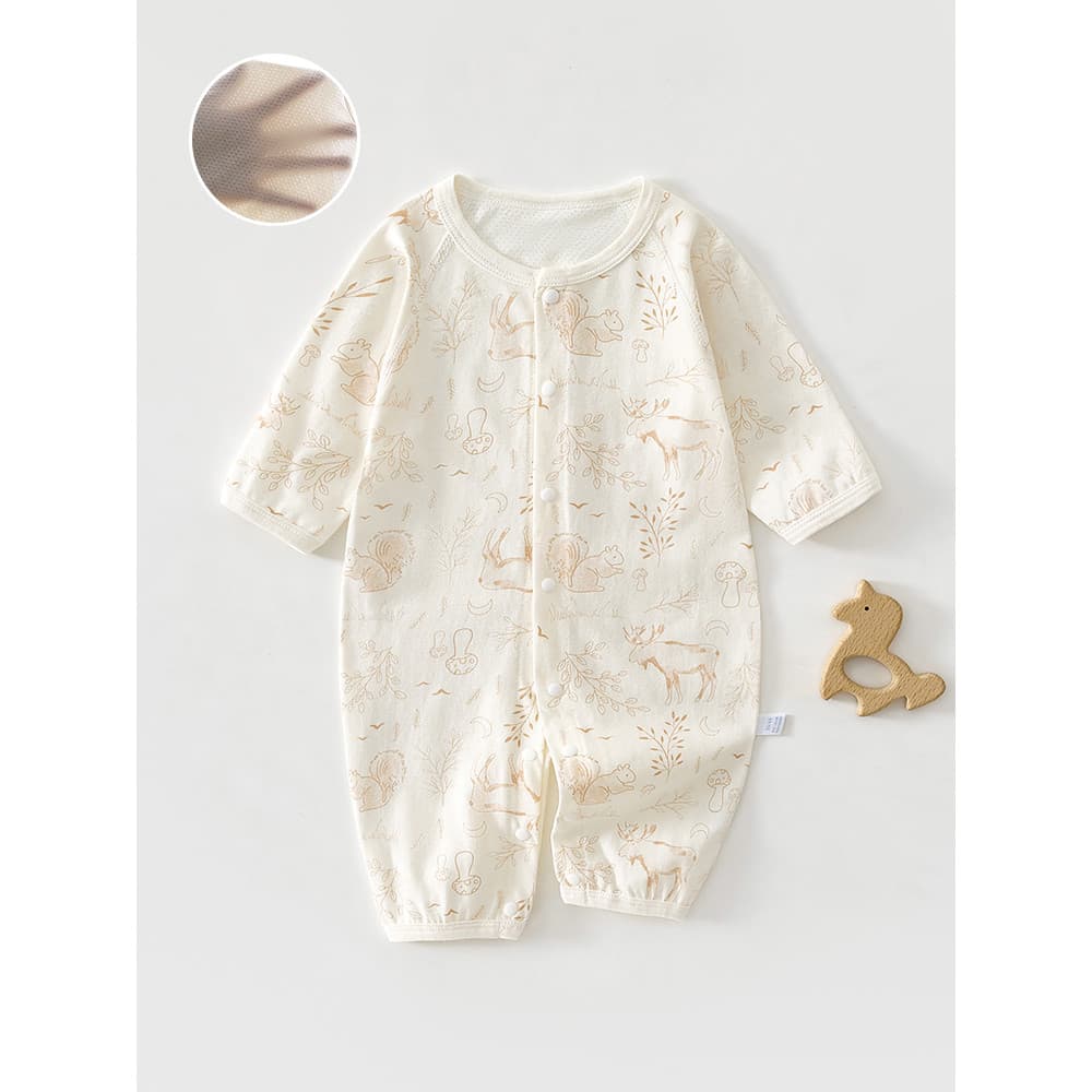 Bebê volta malha macacão puro algodão verão estilo fino bebê manga comprida ar condicionado roupas pijamas roupas recém-