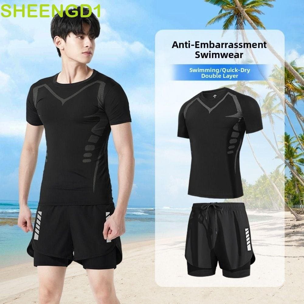 SHEENGD1 Maiô Masculino , Novo Design Conjunto Completo De Roupa De Banho De Primavera Quente , Calças De Natação Confor