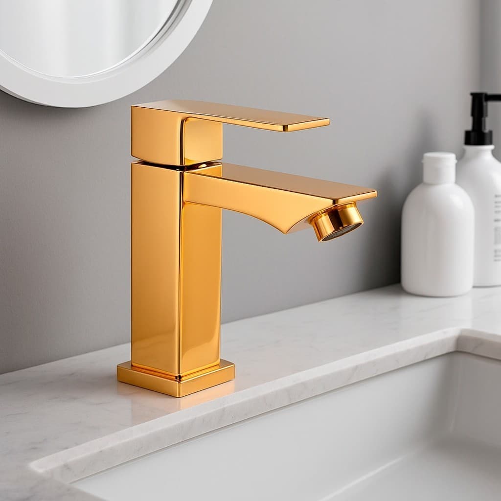 Torneira de Lavabo Banheiro Black Prata Dourado Luxo Metal Moderna 1/2 Cuba Fosco Inox Quadrada