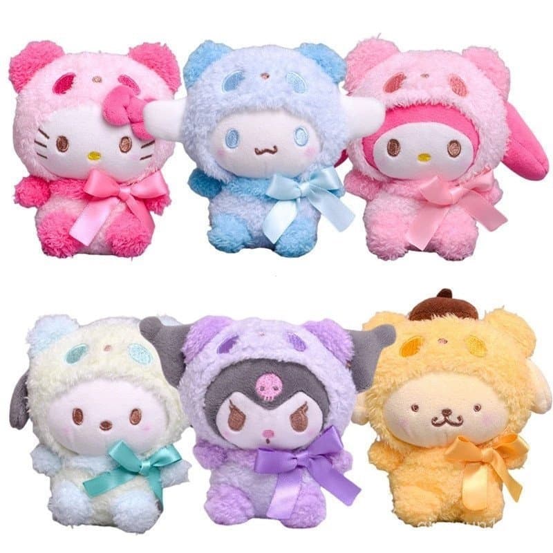 12cm Kuromi Cinnamoroll Kt Cat Cartoon Kawaii My Melody Purin Dog Plush Toy Anime Animais Pingente Boneca Brinquedos