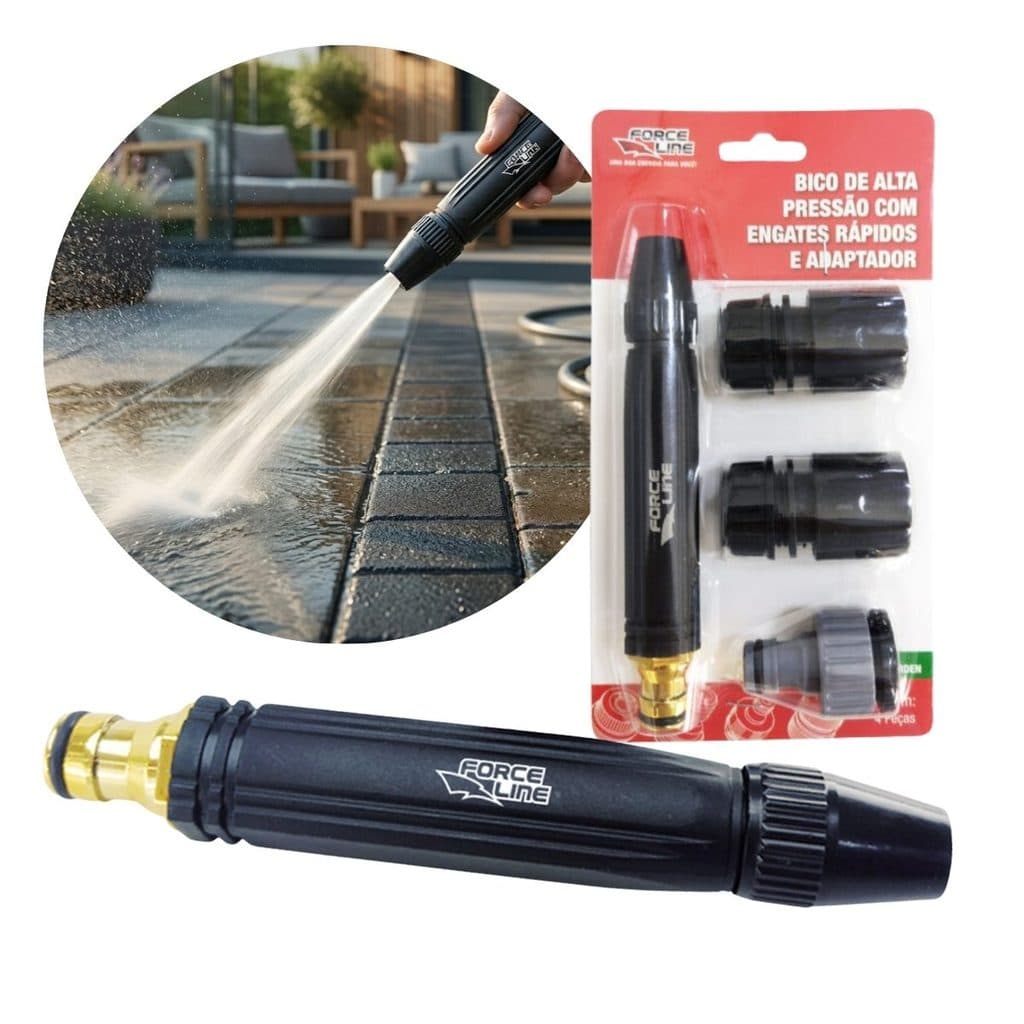 Kit Bico Alta Pressão Jato Mangueira Água Kit 4 Pçs Lava Carro