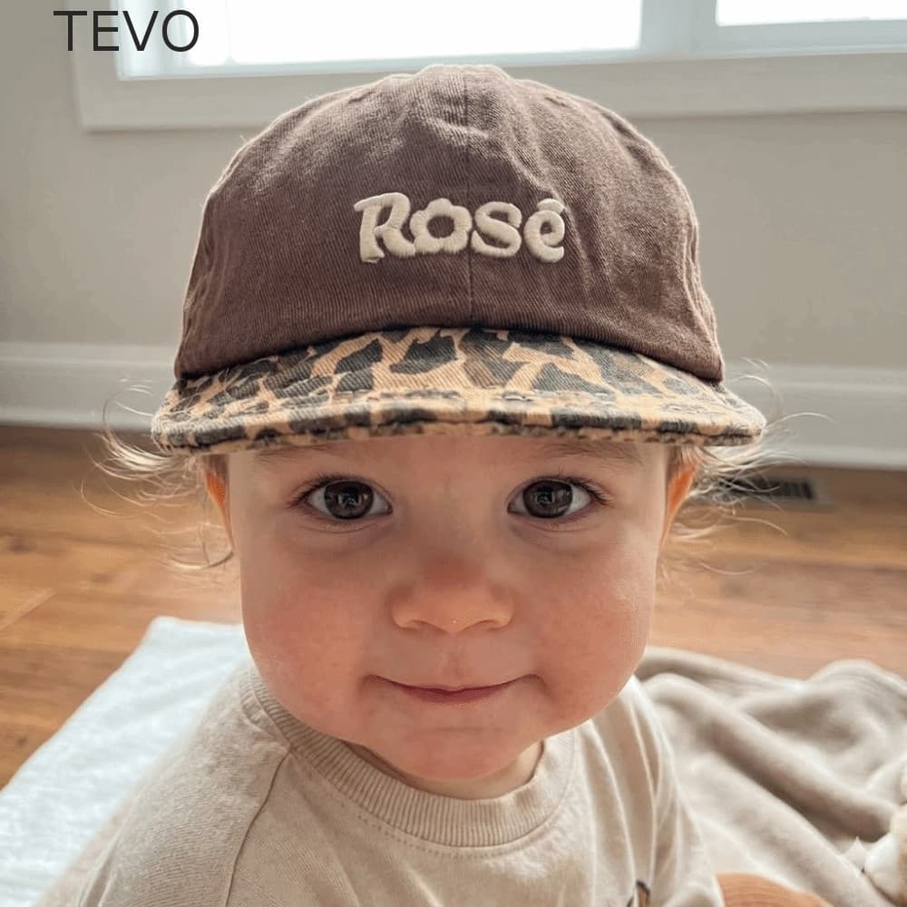 Boné De Beisebol Para Bebê TEVO , Chapéu Infantil Com Letras Bordadas , Viseira Macia Estampa De Leopardo , Estilo Corea
