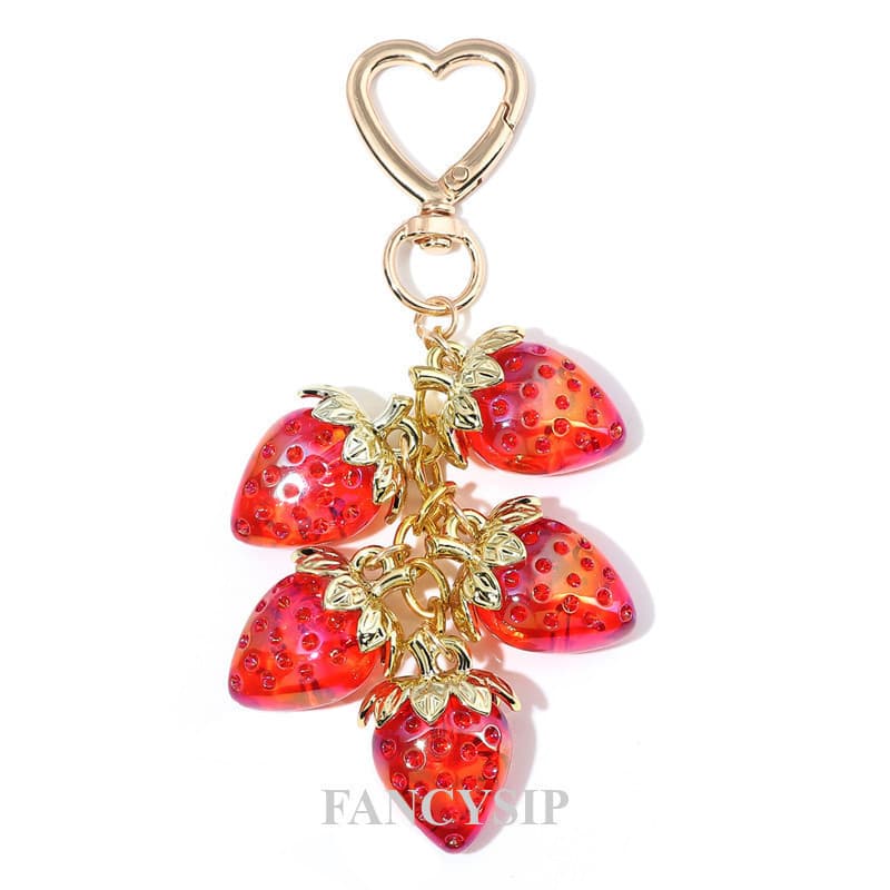 Chaveiro De Morango 3D Vermelho De 1 Unidade , Feminino De Acrílico Com Tema De Planta , Acessório De Moda Contas Oblong