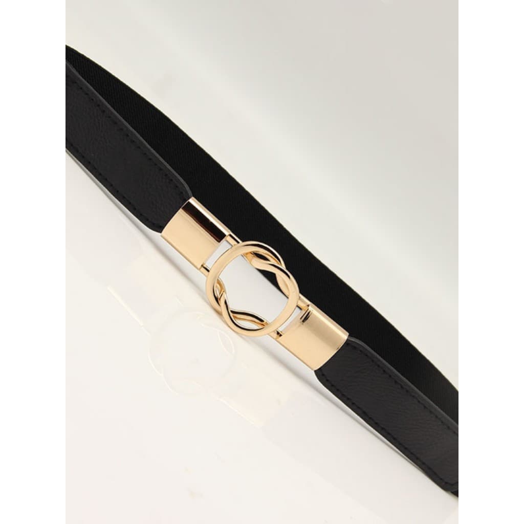 Senhoras elásticas decorativas duplo-anel fivela cinto elástico feminino cinto fino vestido simples cinto preto 2.5