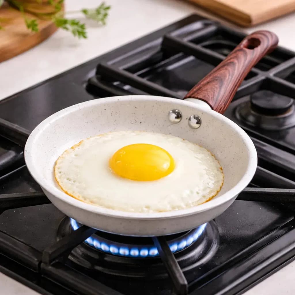 Frigideira Antiaderente Revestimento Cerâmica Pequena 16cm Fogão A Gás Cooktop Cabo Antitérmico Ovo Branco