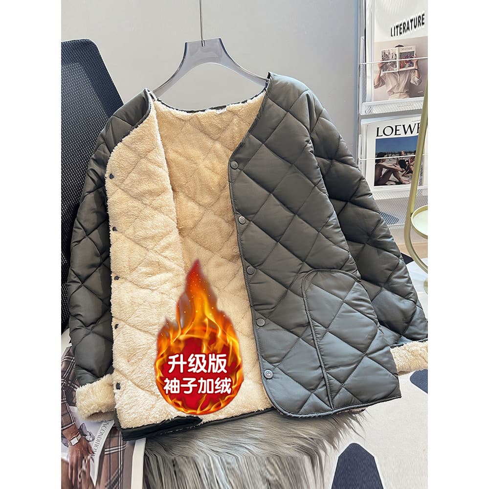 Jaqueta acolchoada forro masculino 2025 outono inverno novo estilo de pelúcia espessada pequena jaqueta acolchoada de me